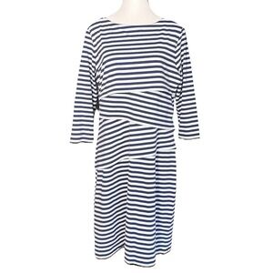 J.McLaughlin Nicola Sheath Dress XL Blue White Stripe Catalina Cloth Tiered